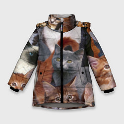 Куртка зимняя для девочки КОТЯТКИ, цвет: 3D-светло-серый