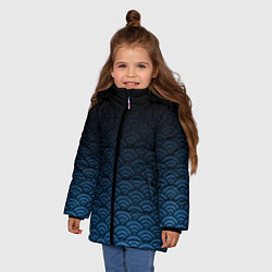 Куртка зимняя для девочки Узор круги темный синий, цвет: 3D-черный — фото 2
