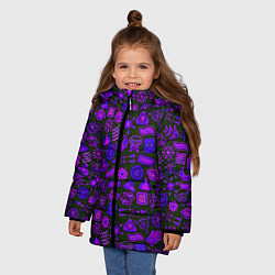 Куртка зимняя для девочки Узоры символы этнический шаман, цвет: 3D-черный — фото 2
