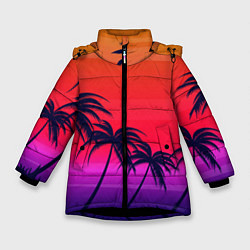 Куртка зимняя для девочки Очеровательный закат, цвет: 3D-черный