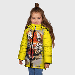 Куртка зимняя для девочки Оскал тигра, цвет: 3D-черный — фото 2