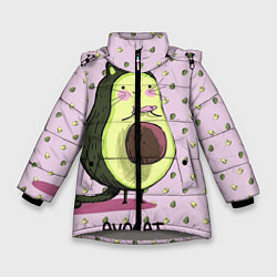 Куртка зимняя для девочки Авокадо Кот, цвет: 3D-светло-серый