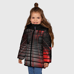 Куртка зимняя для девочки КАРБОНОВЫЕ ПЛИТЫ, цвет: 3D-черный — фото 2