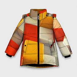 Куртка зимняя для девочки КУБЫ 3D, цвет: 3D-черный