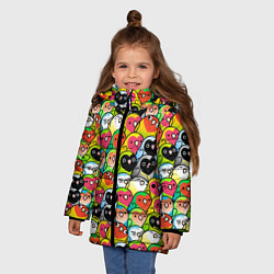 Куртка зимняя для девочки Папуги, цвет: 3D-черный — фото 2