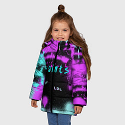 Куртка зимняя для девочки Paints, цвет: 3D-светло-серый — фото 2
