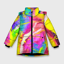 Куртка зимняя для девочки ТИ-ДАЙ, цвет: 3D-черный