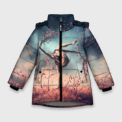 Зимняя куртка для девочки Танцующая с цветами ведьма