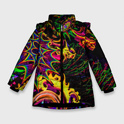 Куртка зимняя для девочки МИМЕЗИС НЕОНОВЫЙ, цвет: 3D-черный