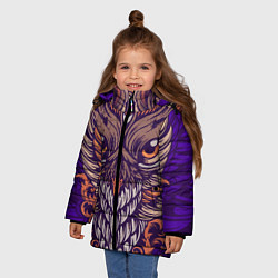 Куртка зимняя для девочки Сова в Арт-Деко, цвет: 3D-черный — фото 2