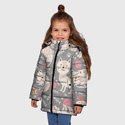 Куртка зимняя для девочки Милые кошечки, цвет: 3D-черный — фото 2