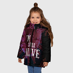 Куртка зимняя для девочки Я всё ещё живой, цвет: 3D-черный — фото 2