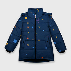 Куртка зимняя для девочки Геометрия дождь, цвет: 3D-черный