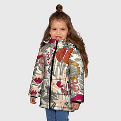 Куртка зимняя для девочки Полевые цветы, цвет: 3D-черный — фото 2