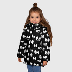 Куртка зимняя для девочки Глазки в темноте, цвет: 3D-черный — фото 2