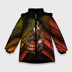Куртка зимняя для девочки Куруми Токисаки, цвет: 3D-черный