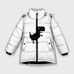 Куртка зимняя для девочки Google динозаврик, цвет: 3D-черный