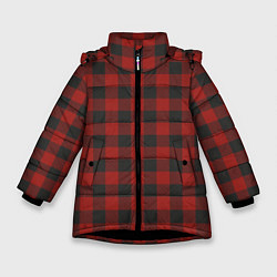 Куртка зимняя для девочки Бордовая клетка, цвет: 3D-черный