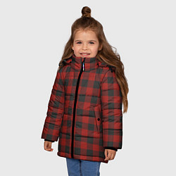 Куртка зимняя для девочки Бордовая клетка, цвет: 3D-черный — фото 2