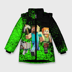Куртка зимняя для девочки Minecraft, цвет: 3D-черный