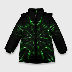 Куртка зимняя для девочки Зелёное Очарование, цвет: 3D-черный