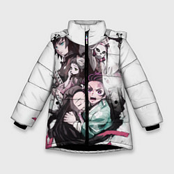 Куртка зимняя для девочки Убийца демонов, цвет: 3D-черный