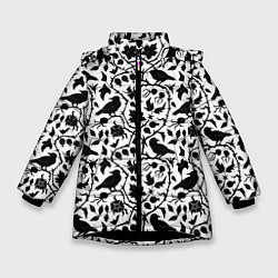 Куртка зимняя для девочки Вороны Crows, цвет: 3D-черный