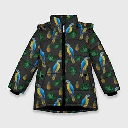 Куртка зимняя для девочки Попугай Ара, цвет: 3D-черный