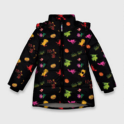 Куртка зимняя для девочки Looney tunes Паттерн, цвет: 3D-светло-серый