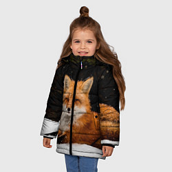 Куртка зимняя для девочки Лиса и снег, цвет: 3D-светло-серый — фото 2