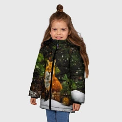 Куртка зимняя для девочки Лиса и снег, цвет: 3D-красный — фото 2