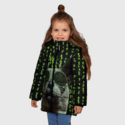 Куртка зимняя для девочки КОТ, цвет: 3D-черный — фото 2