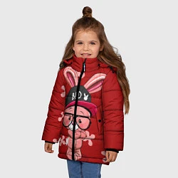 Куртка зимняя для девочки Модный зайка, цвет: 3D-красный — фото 2