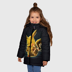 Куртка зимняя для девочки Pikachu Pika Pika, цвет: 3D-черный — фото 2