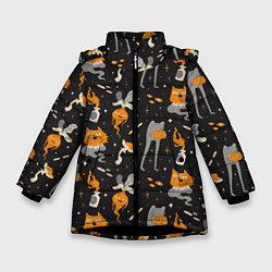 Куртка зимняя для девочки Halloween Monsters, цвет: 3D-черный