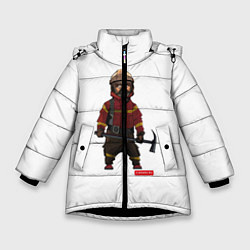 Куртка зимняя для девочки Пожарное Делопожарный,белая, цвет: 3D-черный
