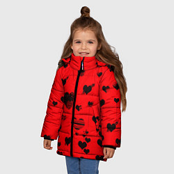 Куртка зимняя для девочки Сердечки, цвет: 3D-черный — фото 2