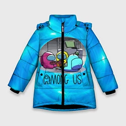 Куртка зимняя для девочки Among Us карты, цвет: 3D-черный