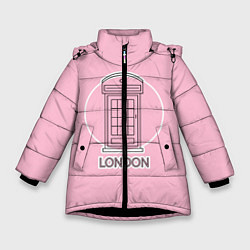 Куртка зимняя для девочки Телефонная будка, London, цвет: 3D-черный