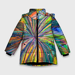 Куртка зимняя для девочки Watercolor, цвет: 3D-черный
