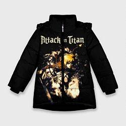 Куртка зимняя для девочки Атака на титанов, цвет: 3D-черный