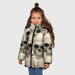 Куртка зимняя для девочки Черепа 5 вариант, цвет: 3D-светло-серый — фото 2