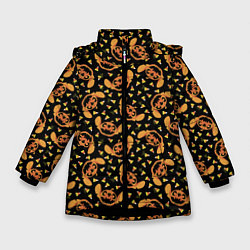 Куртка зимняя для девочки Стич Хэллоуин, цвет: 3D-черный
