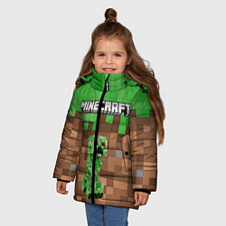 Куртка зимняя для девочки MineCraft Крипер, цвет: 3D-светло-серый — фото 2