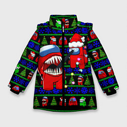 Куртка зимняя для девочки Новогодний Among Us, цвет: 3D-черный
