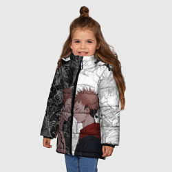 Куртка зимняя для девочки Jujutsu Kaisen Сукуна х Юдзи, цвет: 3D-черный — фото 2
