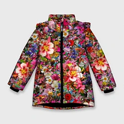 Зимняя куртка для девочки Разные цветы