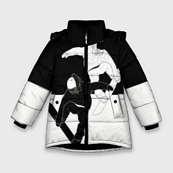 Куртка зимняя для девочки Сноубордисты, цвет: 3D-черный