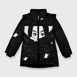 Куртка зимняя для девочки Девушка и космос, цвет: 3D-черный