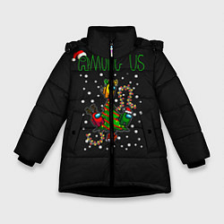 Куртка зимняя для девочки Among Us Happy New Year, цвет: 3D-черный